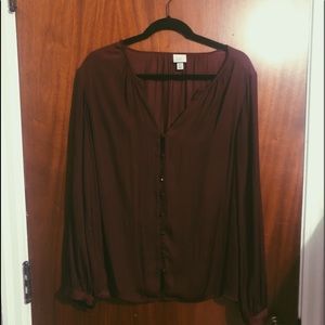 Burgundy Long Sleeve Blouse